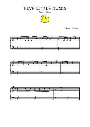 Téléchargez l'arrangement pour piano de la partition de Five little ducks en PDF